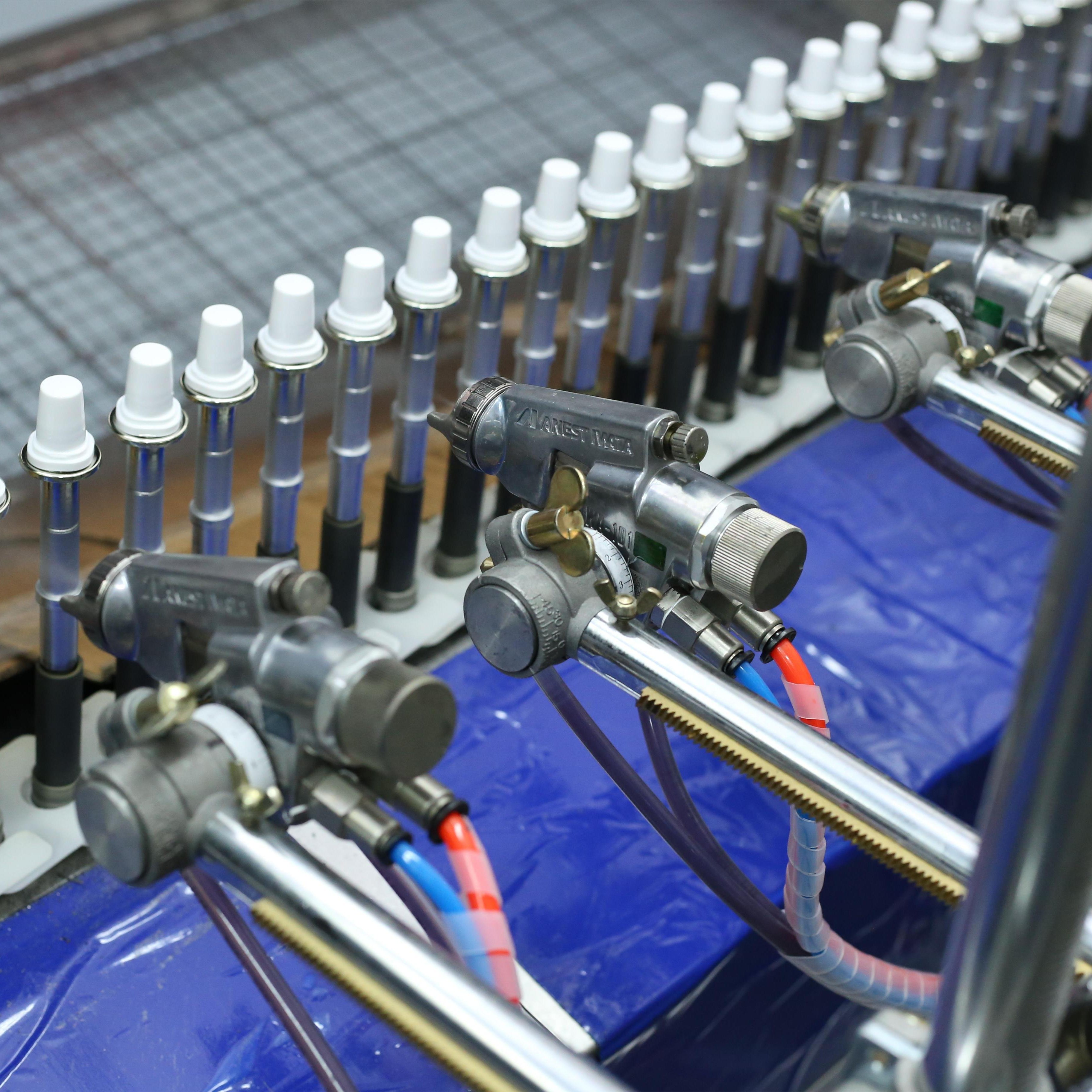 Efficiency Spray Painting Machine for Mass Coating of Cosmetic Caps Plastic Caps Powdercoating Machine